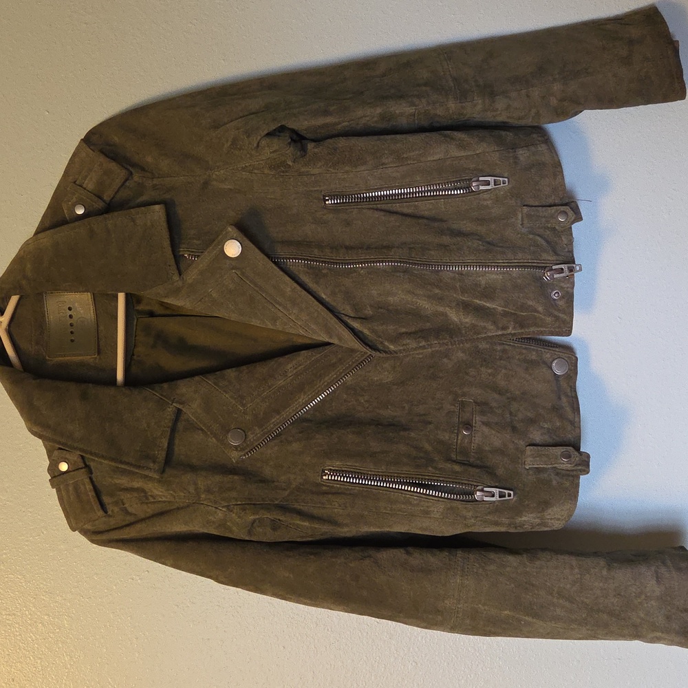 Blank NYC Olive Suede Moto Jacket